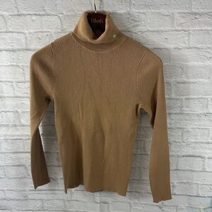 Lauren Ralph Lauren Camel Ribbed Turtleneck